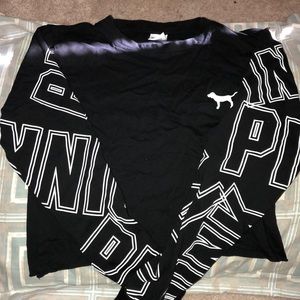 Black & White PINK long Sleeve crop top